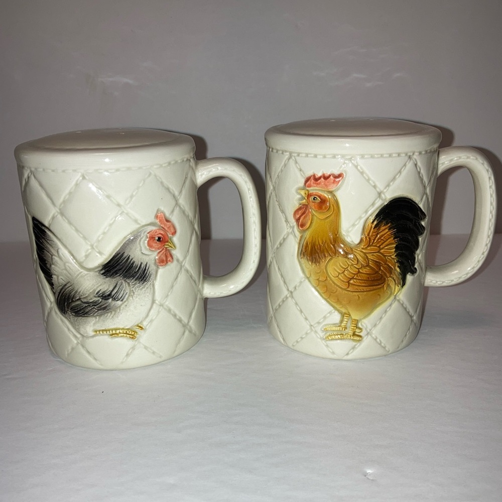 OTAGIRI Vintage Rare Quilted Ceramic Chicken Farm Salt and Pepper Shakers | S&P